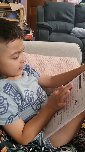 Reading his homework.🥰💖 | Mary Rose