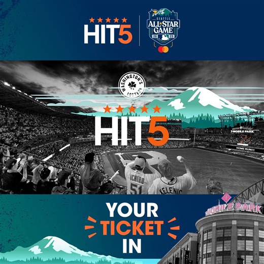 Want an easier way into this summers hottest game? We’ve got you covered. Buy a $5 Hit 5 ticket, and mail in the trailing voucher for a chance at an MLB® All-Star Week™ prize package! | Washington's Lottery | Facebook