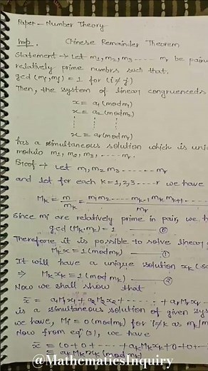 Chinese remainder theorem #mathematicsinquiry #mjpru #mscmaths #maths