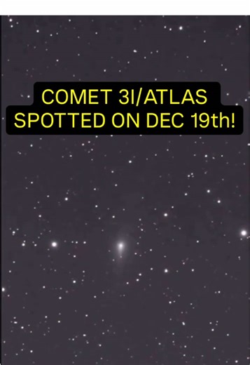 On December 19, astronomers captured moving footage of 3I/ATLAS — an interstellar object traveling through our solar system at extreme speed. This object did not originate from our Sun. It came from deep interstellar space, passing through once… and never returning. 3I/ATLAS is only the third confirmed interstellar visitor ever detected, following ʻOumuamua and 2I/Borisov. Its trajectory, velocity, and brightness confirm it is gravitationally unbound — meaning it does not belong to our solar sys
