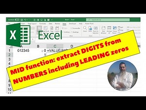 MID function: extract DIGITS from NUMBERS including LEADING zeros