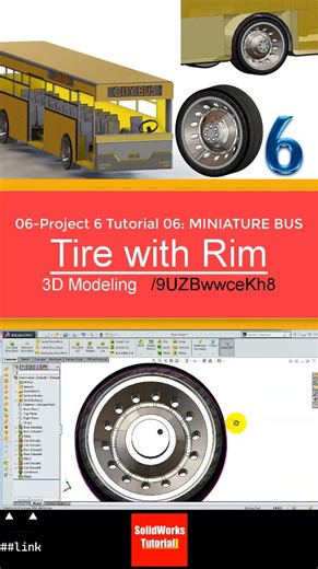 6- SolidWorks | Bus |: Tire Wheel #3d #solidworks #tutorial #cad #drawing #engineering #automobile