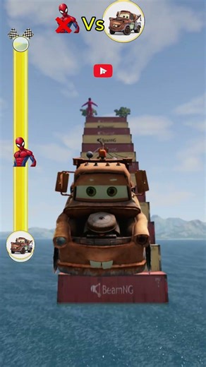 🔥💀 من ينجو من القفزة؟! Lightning McQueen vs spider man 🌋🚗 #206