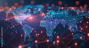 Mapping Global Social Network Connections: An Illustrated World Map. Concept Global Social Networking, World Map Illustration, Connections, Social Media Platforms, Visualization