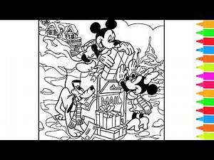 Disney Coloring Mickey Mouse, Minnie Mouse, Goofy, Donald Duck | Disney Christmas Coloring Pages