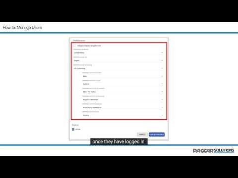 PACCAR Solutions | How To: Manage Users