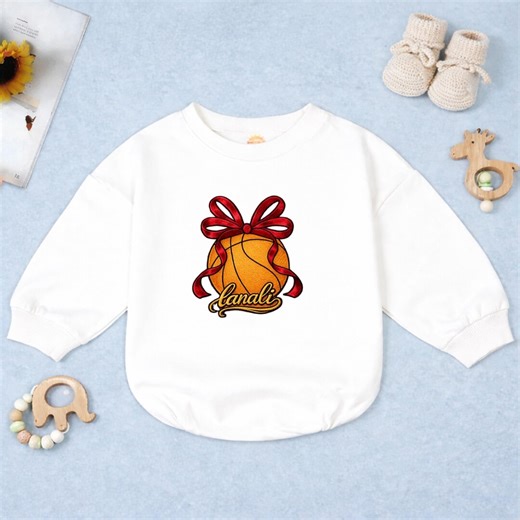 Basketball Name Baby Romper, Custom Embroidered Sports Girl Newborn Outfit, Red Bow Basketball Baby Shower GIFT. - Etsy