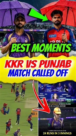 KKR VS PBKS CALLED OFF TOP 3 BEST MOMENTS🤯