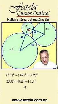 Find the area of a rectangle with 3 externally tangent "inscribed" circles. Fatela Cursos Online!