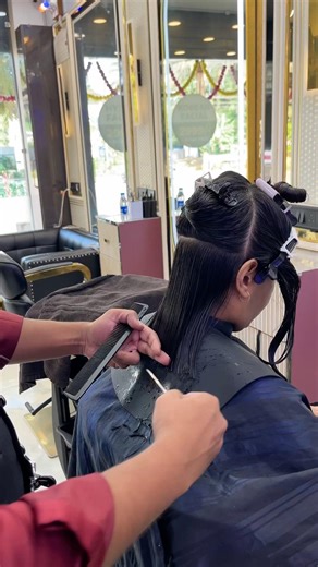 One length hair cut 💇 | Viral hair cut | #viral #hair #hairstyle #barbershop #haircut #reels #fyp