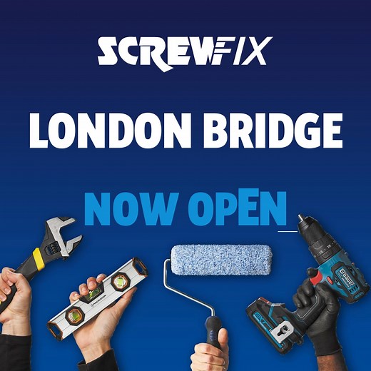 Exciting news! Our new Screwfix store is now open in London Bridge, ready to serve you 7 days a week. Come check us out! | Screwfix