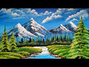 acrylic painting of snowing mountain || Nature scenery painting tutorial for beginners