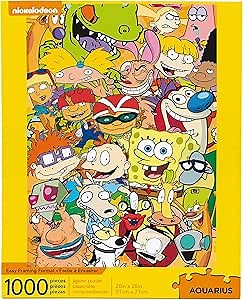 AQUARIUS Nickelodeon 90s Puzzle (1000 Piece Jigsaw Puzzle) - Officially Licensed Nickelodeon Merchandise & Collectibles - Glare Free - Precision Fit - 20 x 28 Inches , Yellow