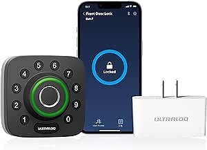 ULTRALOQ U-Bolt Pro Smart Lock with WiFi Bridge, Keyless Entry Door Lock with Fingerprint, App Remote Access, Share Code, Auto Unlock, Biometric Deadbolt, Smart Locks for Front Door, 1Year Battery