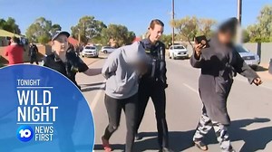 WILD NIGHT | Four people have been arrested after a house party at Murray Bridge turned violent. Police were set upon and their patrol car smashed up, forcing them to retreat. | 10 News Adelaide