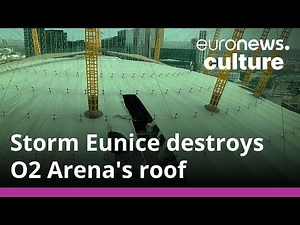 Storm Eunice tears huge hole through roof of London's O2 Arena