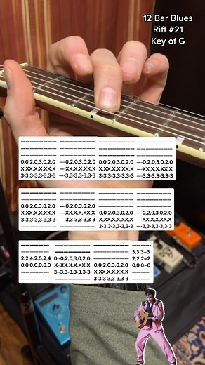 12 Bar Blues riff in the Key of G on guitar. Mute the string with the X on it with your MIDDLE finger! Just rest up against it gently and it will be totally muted. #12barblues #bluesguitar #foryoupage #fy #foryourpage | Jamparkguitar