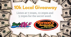 Tune in at 12:20pm for your next chance to qualify for your the 10k from Magic and Vernon's Custom Window Tinting & Audio Sound. Get the details here https://www.magic1065.com/ | Magic 106.5 Lubbock | Facebook