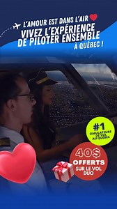 À Québec ! Pour la Saint-Valentin, offrez-vous une expérience unique! ❤️ Vivez l’émotion d’un simulateur de vol à deux et économisez 40$ sur notre forfait Duo! ✈️ | AviaSim Canada