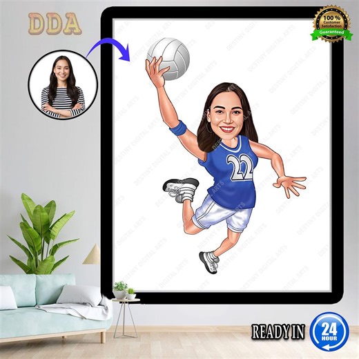 Personalized Volleyball Caricature | Custom Athlete Portrait (digital Download - Etsy
