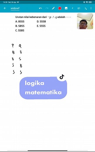Urutan Nilai Kebenaran Negasi p dan q dalam Logika Matematika