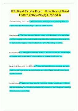 PSI Real Estate Exam Practice of Real Estate 2022/2023 Graded A384