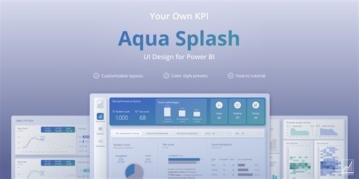 Aqua Splash Design Template (Power BI/Tableau)