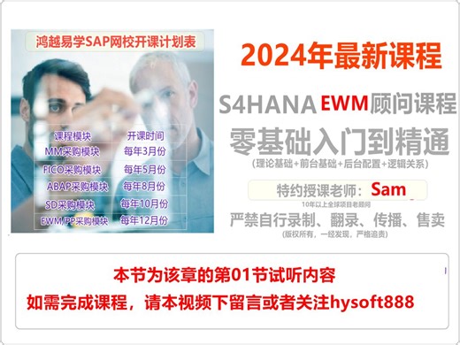 05-01.S4HANA EWM收货流程和附加流程概述(试看)