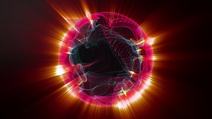 Sunlight glowing sphere motion graphics background.