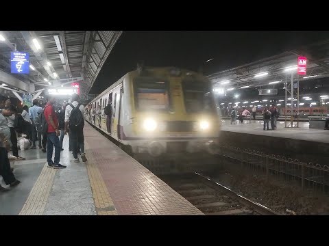 Mumbai Central line railways station train video | Night local train video rush public travel