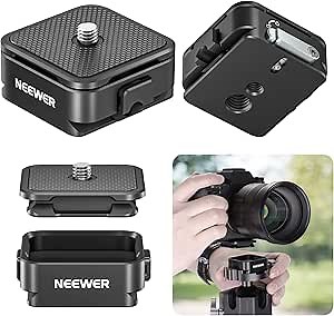 NEEWER Arca Type Quick Release Plate Kit, Four Side Slot Compatible with Arca Swiss Camera Mount Adapter with 1/4” 3/8" Threads for Gimbal Stabilizer Tripod Head Slider, Max Load 17.6lb/8kg, CA009