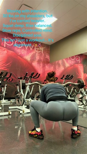 Balance isn’t just physical… it’s spiritual. 30 lbs on my shoulders, but I’ve carried heavier. Squat deep. Rise balanced. Slow builds different. ✨🔥 #gym #fyp #workout #workoutmotivation #fit