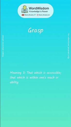 What does "Grasp" mean? | English vocabulary shorts | #grasp #wordwisdom