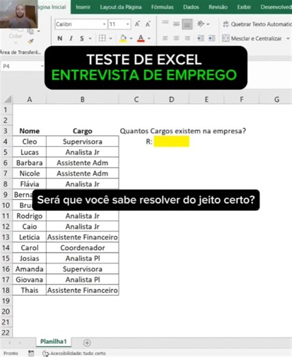 Dicas para Testes de Excel em Entrevistas de Emprego