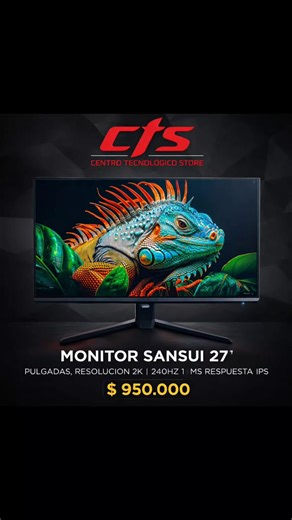 🖥️ POTENCIA, VELOCIDAD Y CALIDAD VISUAL EN UN SOLO MONITOR Lleva tu experiencia al siguiente nivel con el Monitor Sansui de 27 pulgadas, diseñado para quienes exigen máximo rendimiento tanto en gaming como en trabajo profesional. ✨ Resolución 2K Disfruta imágenes ultra nítidas, colores vibrantes y un nivel de detalle impresionante. ⚡ 240Hz de tasa de refresco Movimiento extremadamente fluido, ideal para juegos competitivos y acción rápida sin cortes. 🎯 1 ms de tiempo de respuesta Reacciones in
