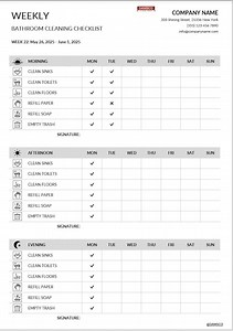 Bathroom Cleaning Checklist for Businesses | Weekly Restroom Cleaning Log – Digital Editable - Etsy Canada