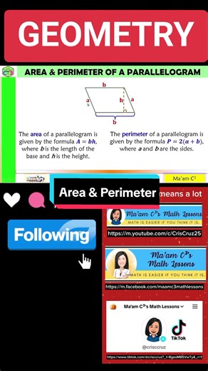 Calculate Area and Perimeter of Parallelogram | Geometry Lesson