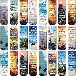 Zonon 24 Pieces Magnetic Bookmarks Bible Verse Page Clip Scripture Magnet Page Markers Assorted Inspirational Book Markers Set with Landscape for Students Teachers Reading Gifts for School Supplies