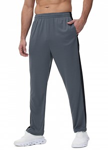 Men's Sweatpants Athletic Lounge Pants Open Bottom Casual Jersey Pants for Men with Pocket Gray 2XL