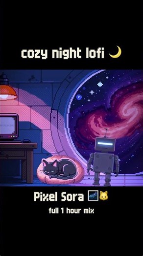 cozy night lofi to relax & sleep 🌙🐱 | Pixel Sora #shorts