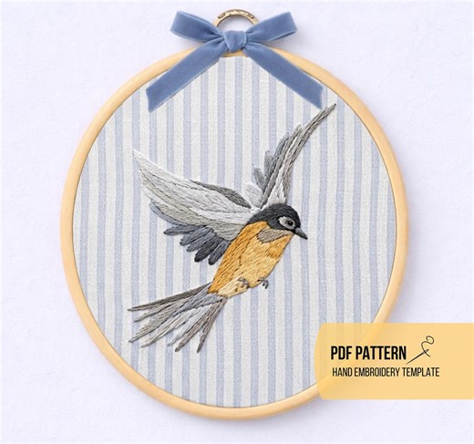 Great Tit Bird Hand Embroidery Pattern PDF Download Mini Ornament Hoop Art - Etsy