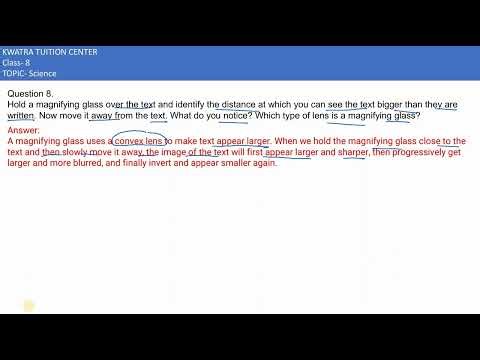 8. Hold a magnifying glass over the text and identify the distance at which you can see the text