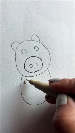 Easy pig 🐽 drawing for kids | step by step drawing #shorts #art #drawing #cartoon #creative