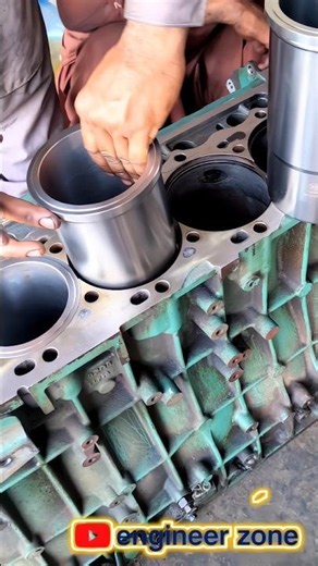 🔥 Perfect Cylinder Liner Installation in a Heavy Duty Diesel Engine! #Shorts