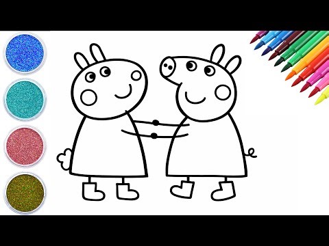 Cute Peppa Pig & Friend Holding Hands – Easy Kids Drawing Art