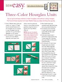 Three-Color Hourglass Quilt Units from Sew Easy and Fons & Porter