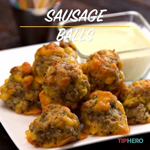 Sausage Balls with Creamy Honey Mustard Dipping Sauce