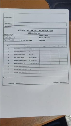 Specific Gravity and Water Absorption Test #roadconstruction #civilengineering #short #qc