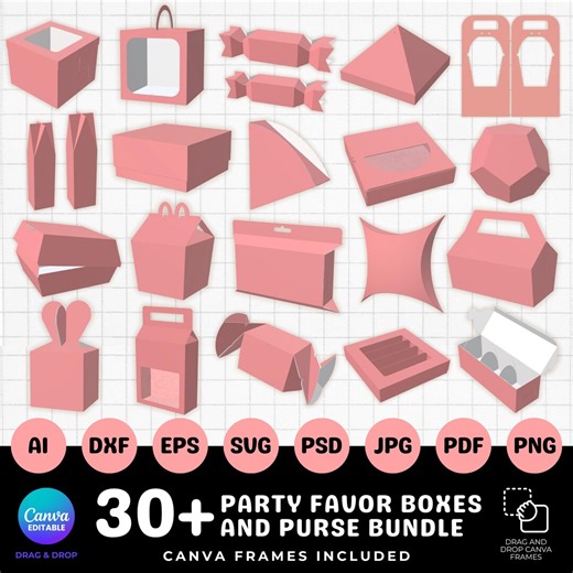 Party Favor Templates, Purse Bundle Editable Canva Template, Luxury Bag Box Party Favors, DIY Party Favors Decorations, Instant Download - Etsy