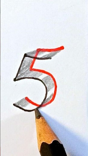 "3D Number 5 Drawing ✏ #shorts"
